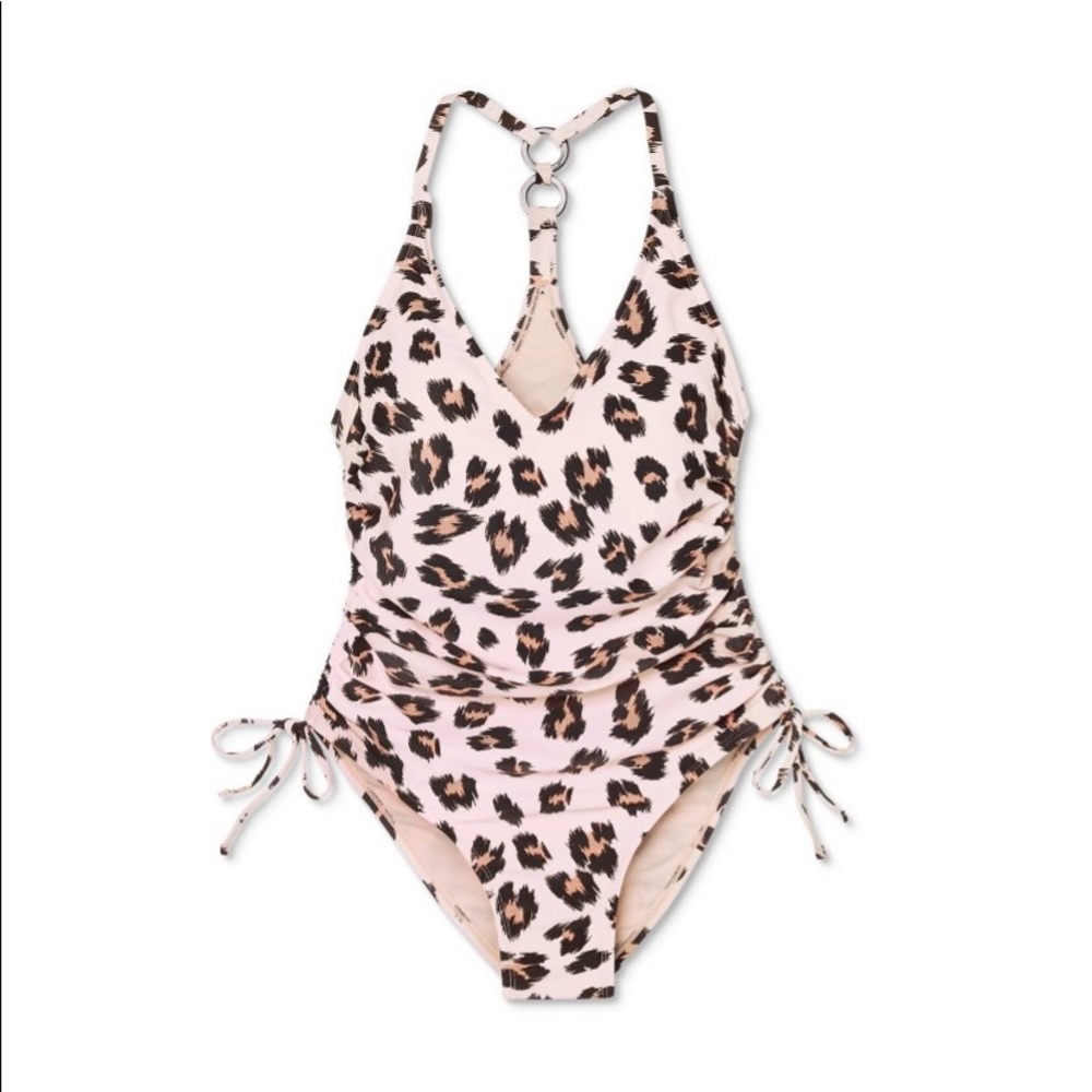 Kona Sol One Piece Leopard Print Swimsuit S New